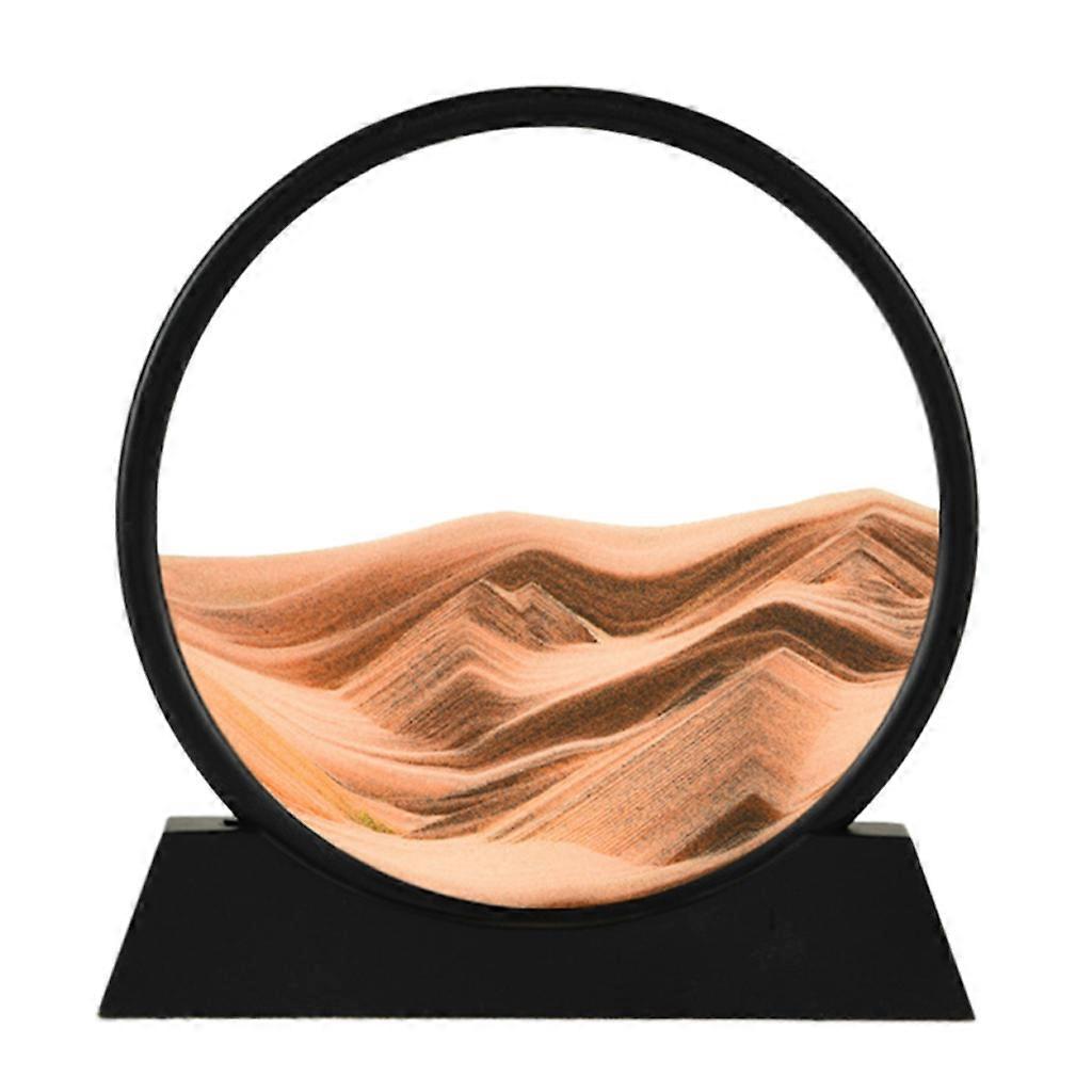 12inch 3D Deep Sea Sandscape in Motion Display Flowing Sand Frame Flowing,Relaxing Desktop Home Office Work Decor Yellow