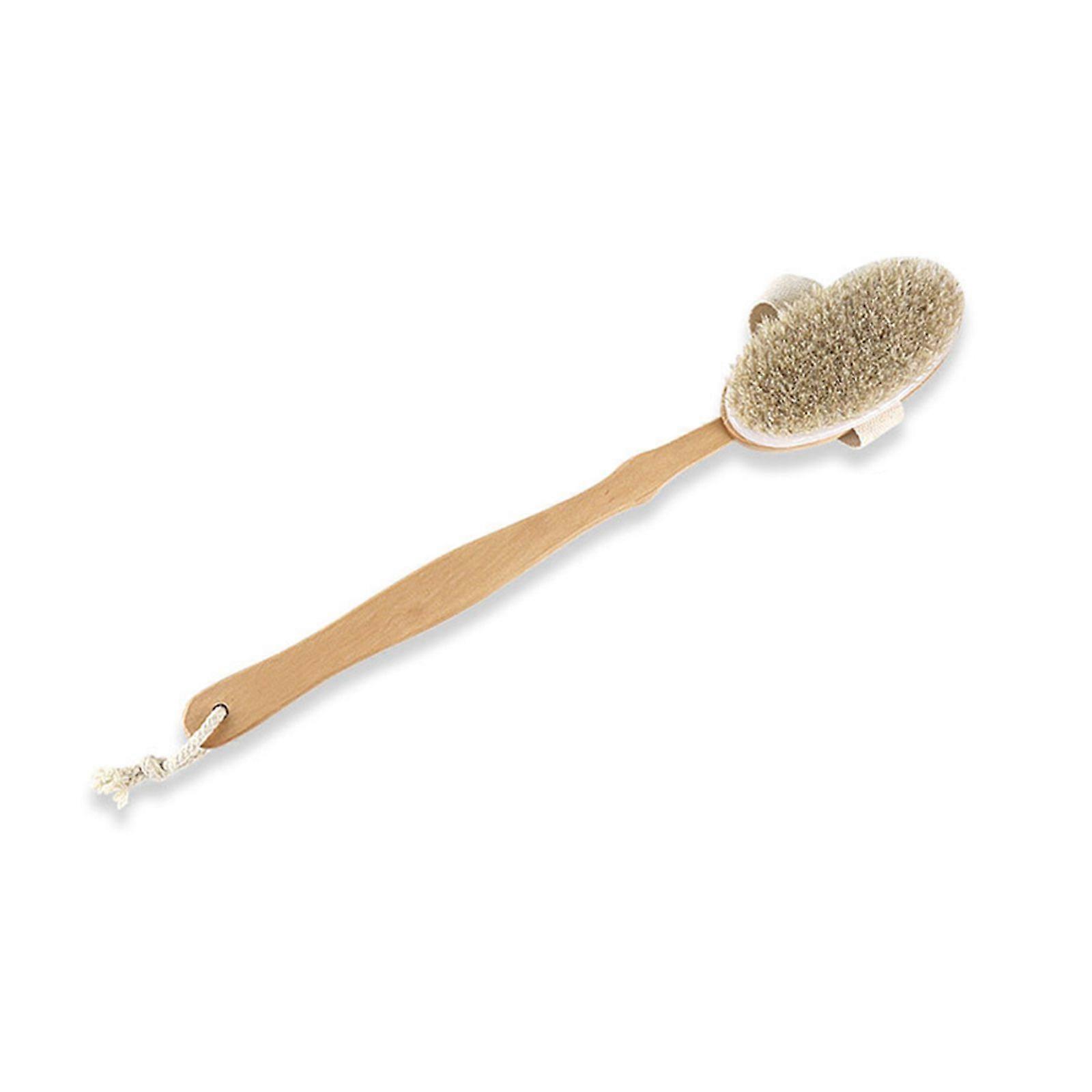 Natural Bristles Back Scrubber Shower Brush With Detachable Long Wooden Handle D