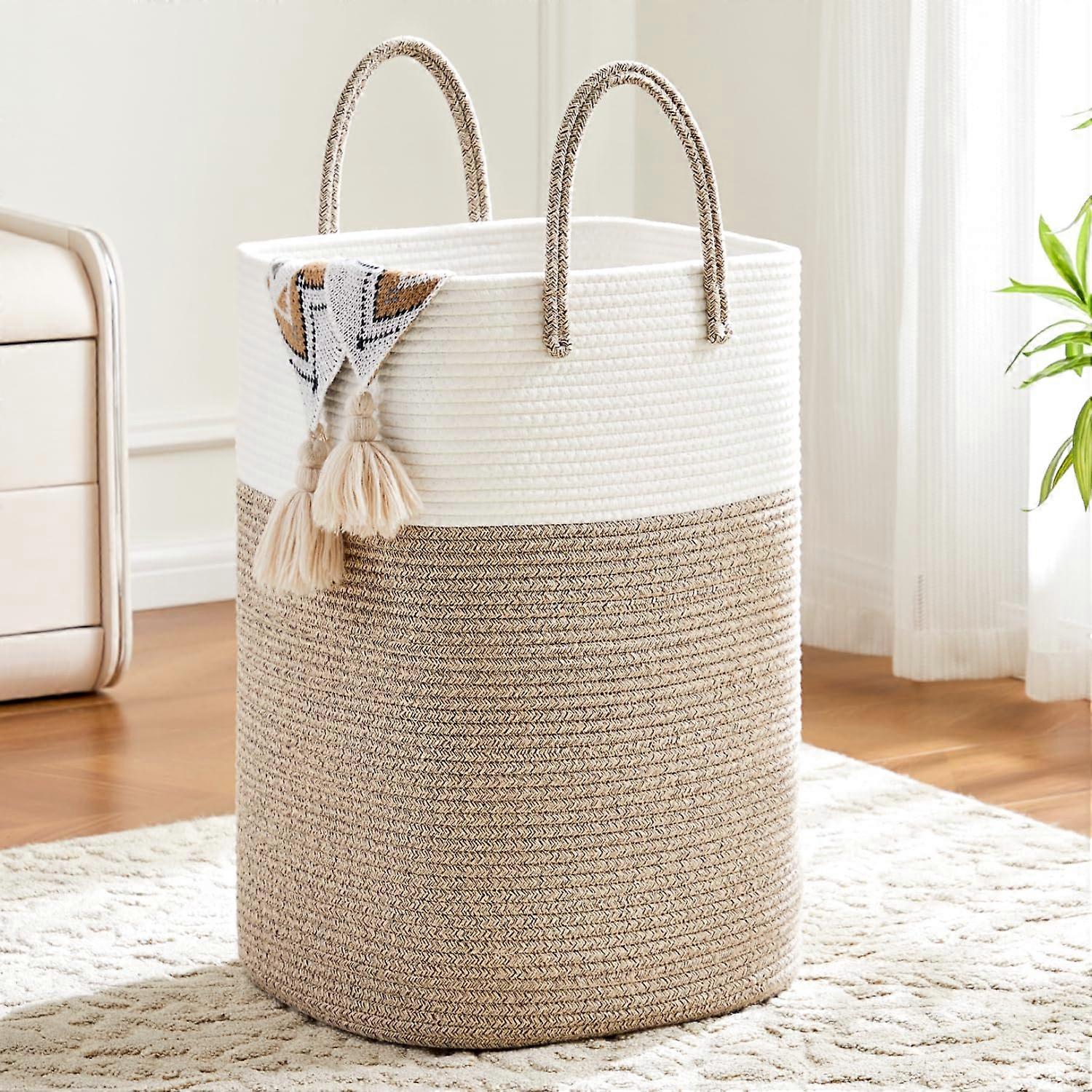 Woven Cotton Rope Laundry Basket for Bathroom Storage 60L Size
