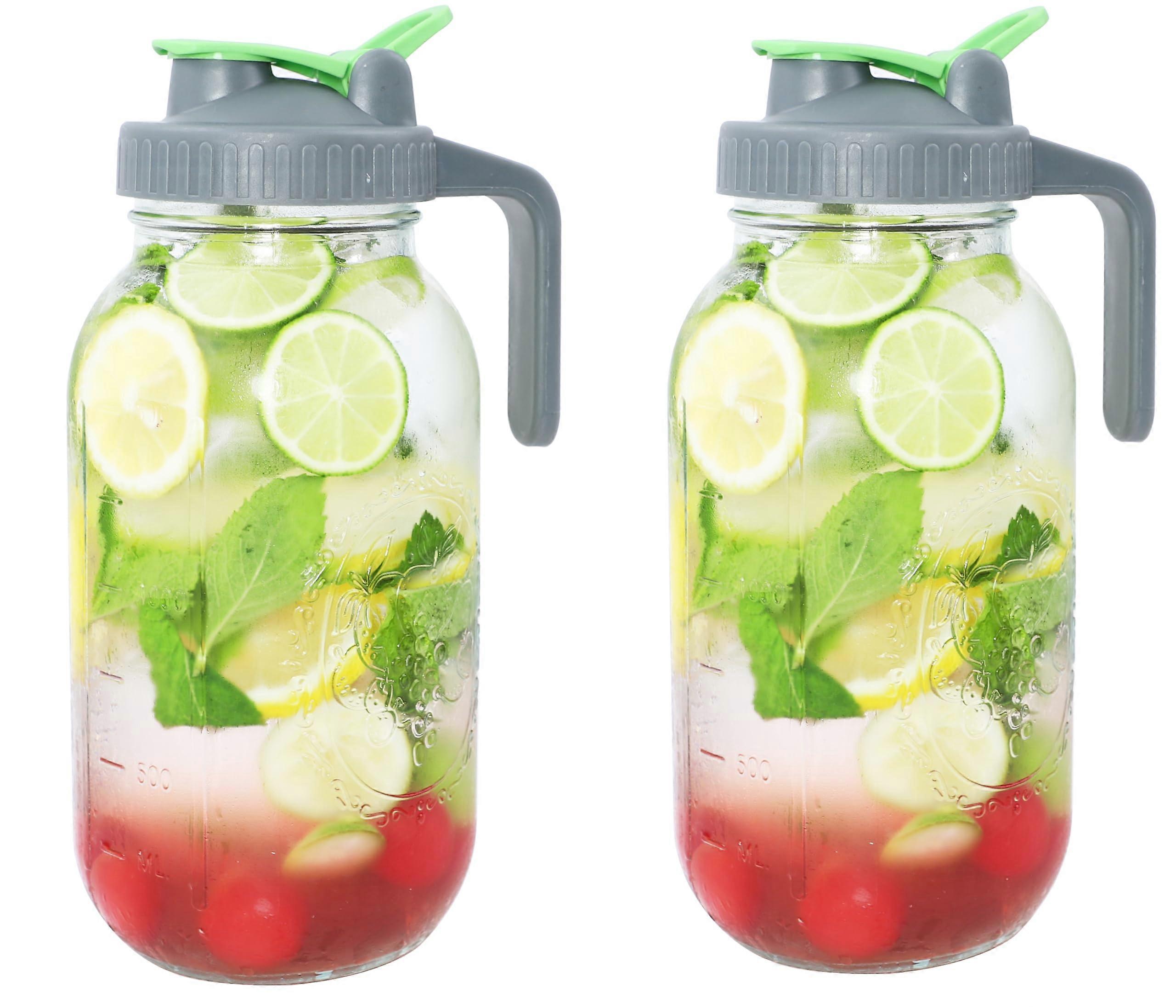 1 Glass Mason Jar Pitcher Half Gallon Wide Mouth With Pour Spout for Cold Brew and Iced Tea 64 Oz