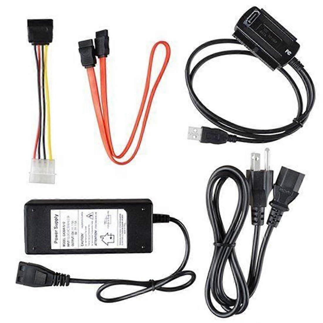 SATA PATA IDE to USB 2.0 Adapter Converter Cable for 2.5/3.5 Inch Hard Drive, Compatible with SSD and HDD