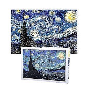 starry night jigsaw 1000 pieces jigsaw puzzle for fun oil painting jigsaw for adult without frame (colorful)