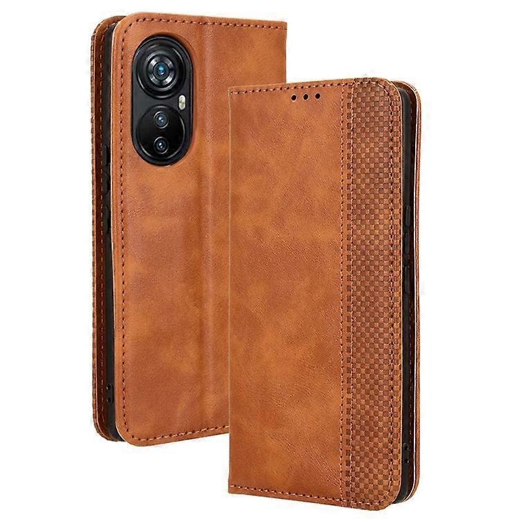 متوافق مع غطاء هاتف Blackview A200 Pro Leather Retro مع حامل محفظة
