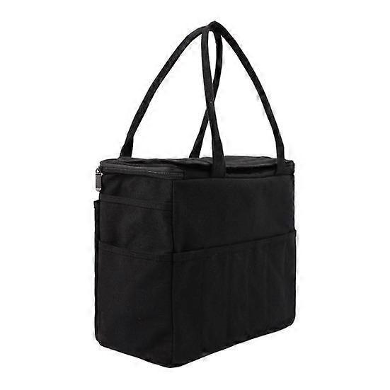 Canvas Yarn Storage Bag Solid Knitting Bag Handle Design Lightweight Portable Large Capacity Tote Organizer with Multi-layer Pockets