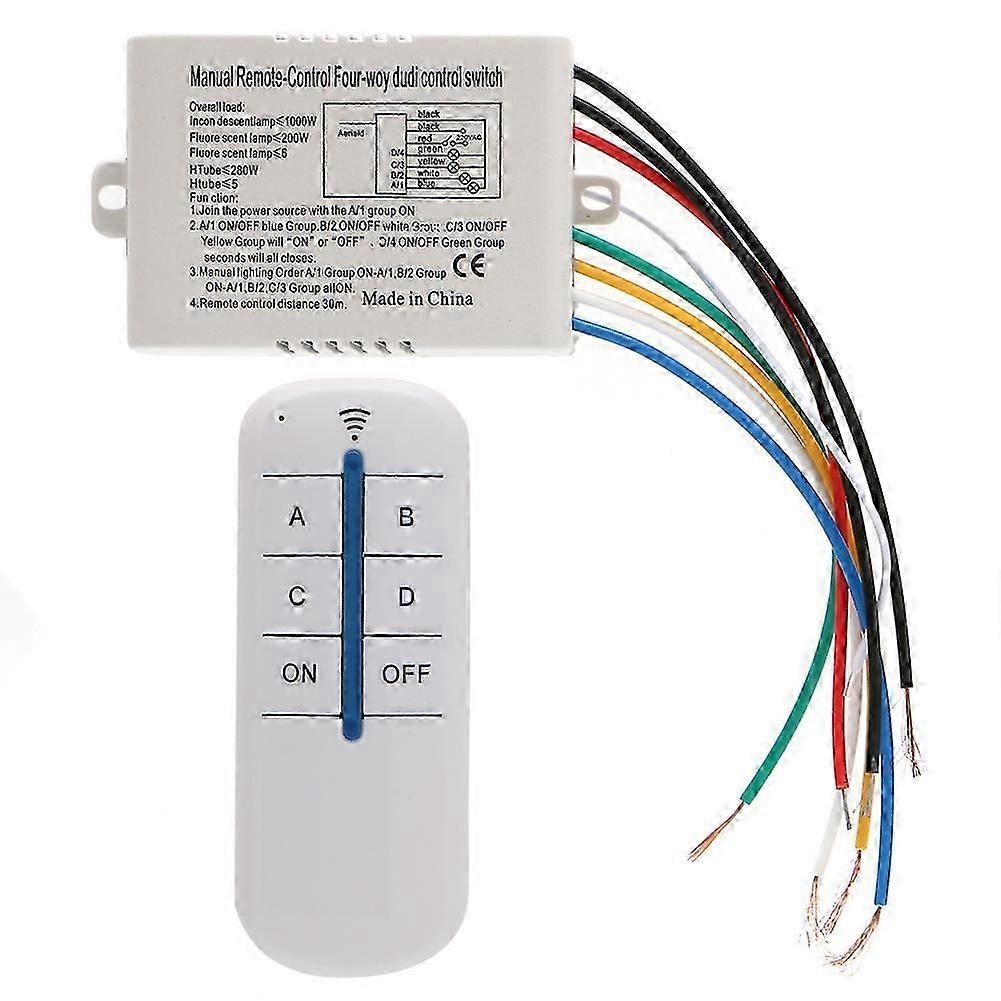 4-way Wireless Switch & Transmitter for Ceiling Lights Lamps Fluorescent Lamps-2025-ss