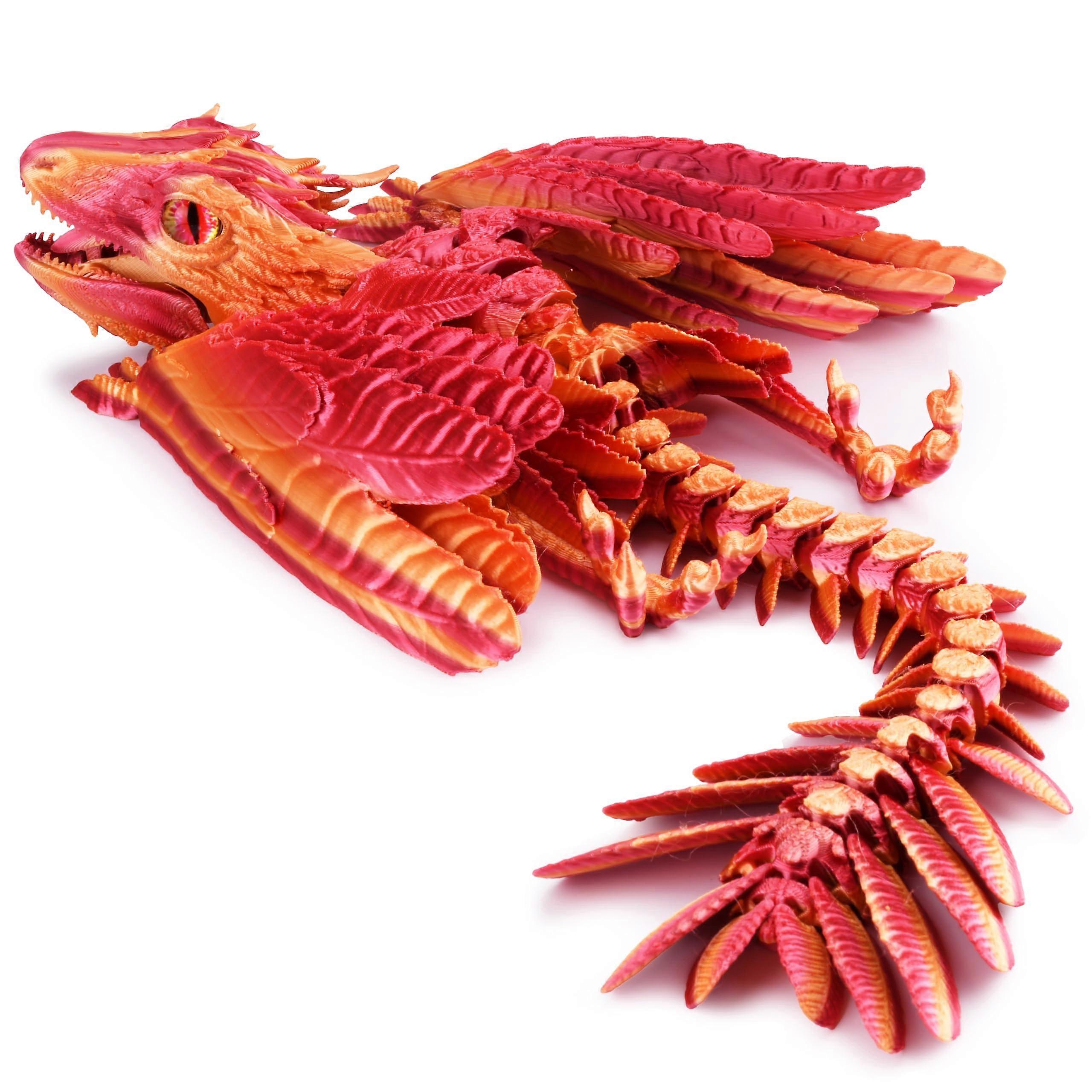 Flying Dragon 3D Printed Model, Dragon Desktop Toy, Infernostrite Material, Customizable Color