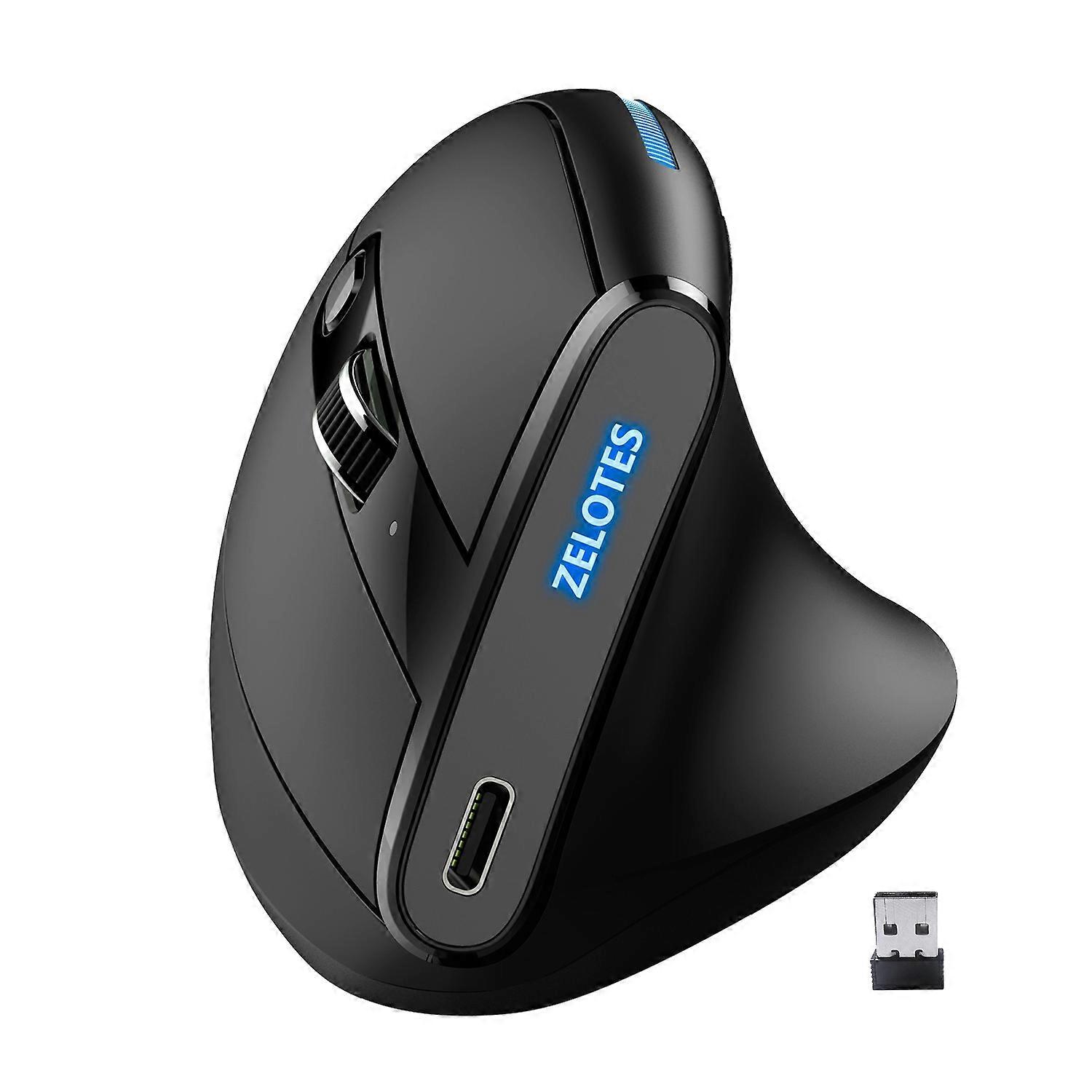 ZELOTES F36A 6-Tasten Vertikalgriff Ergonomische wiederaufladbare kabellose Maus