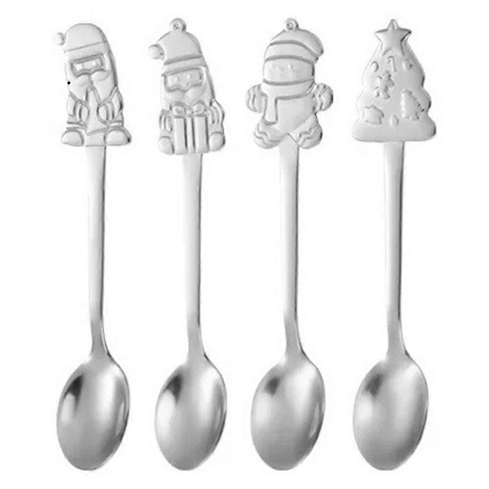 4Pcs/Set Christmas Spoons Dining Table Utensils Xmas Party Decor,Style A (BPA Free,No FDA)