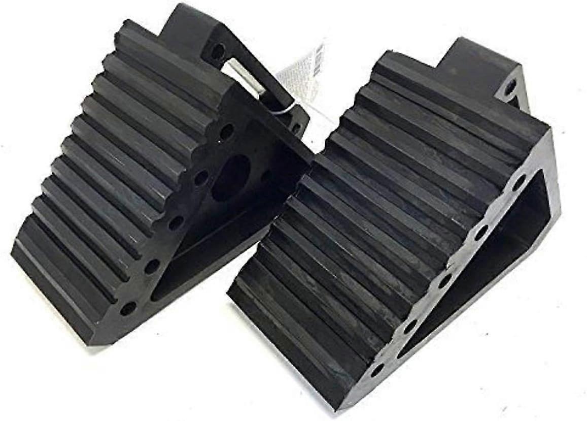Solid Rubber Heavy Duty Black Wheel Chocks 2-Pack