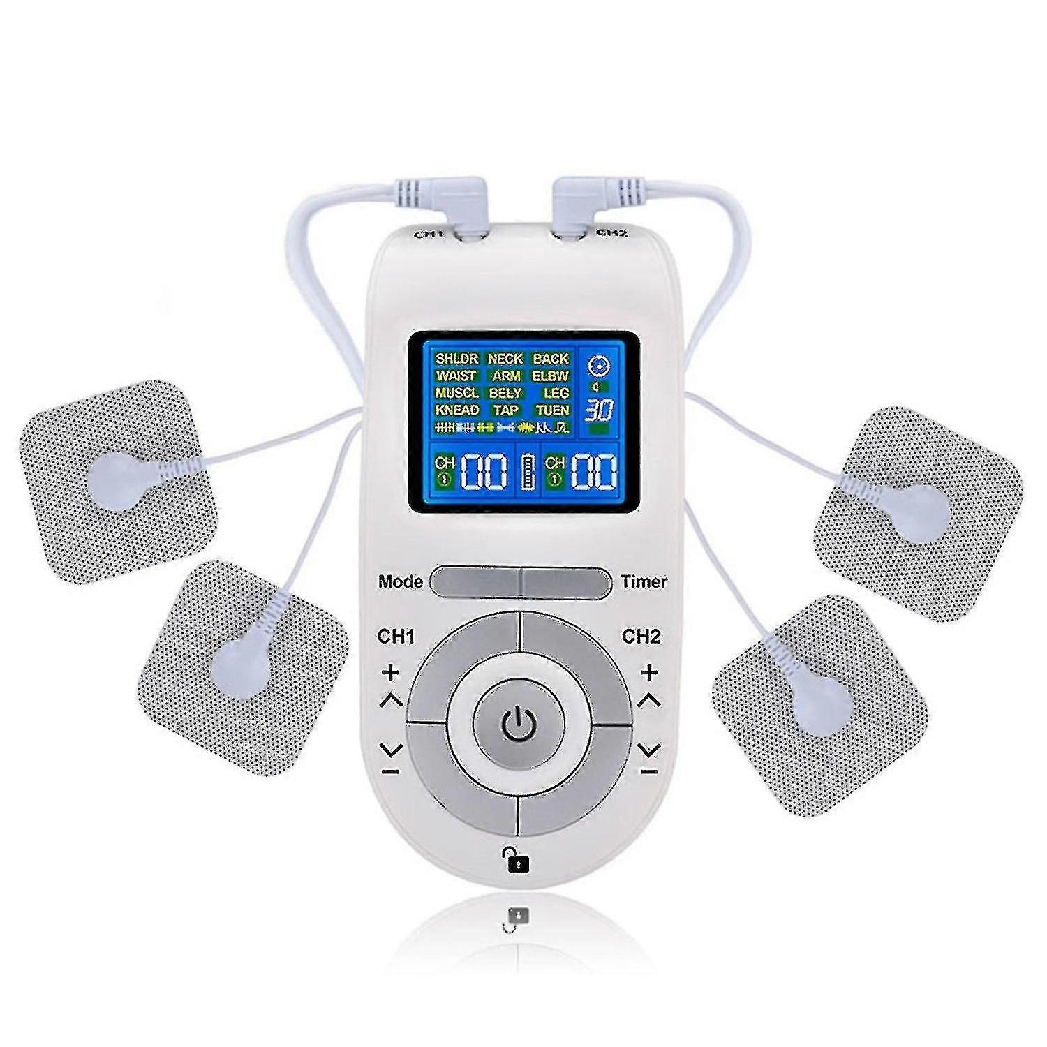 Portable dual-channel tens&ems device pulse massager muscle stimulator unit 12 massage modes 40