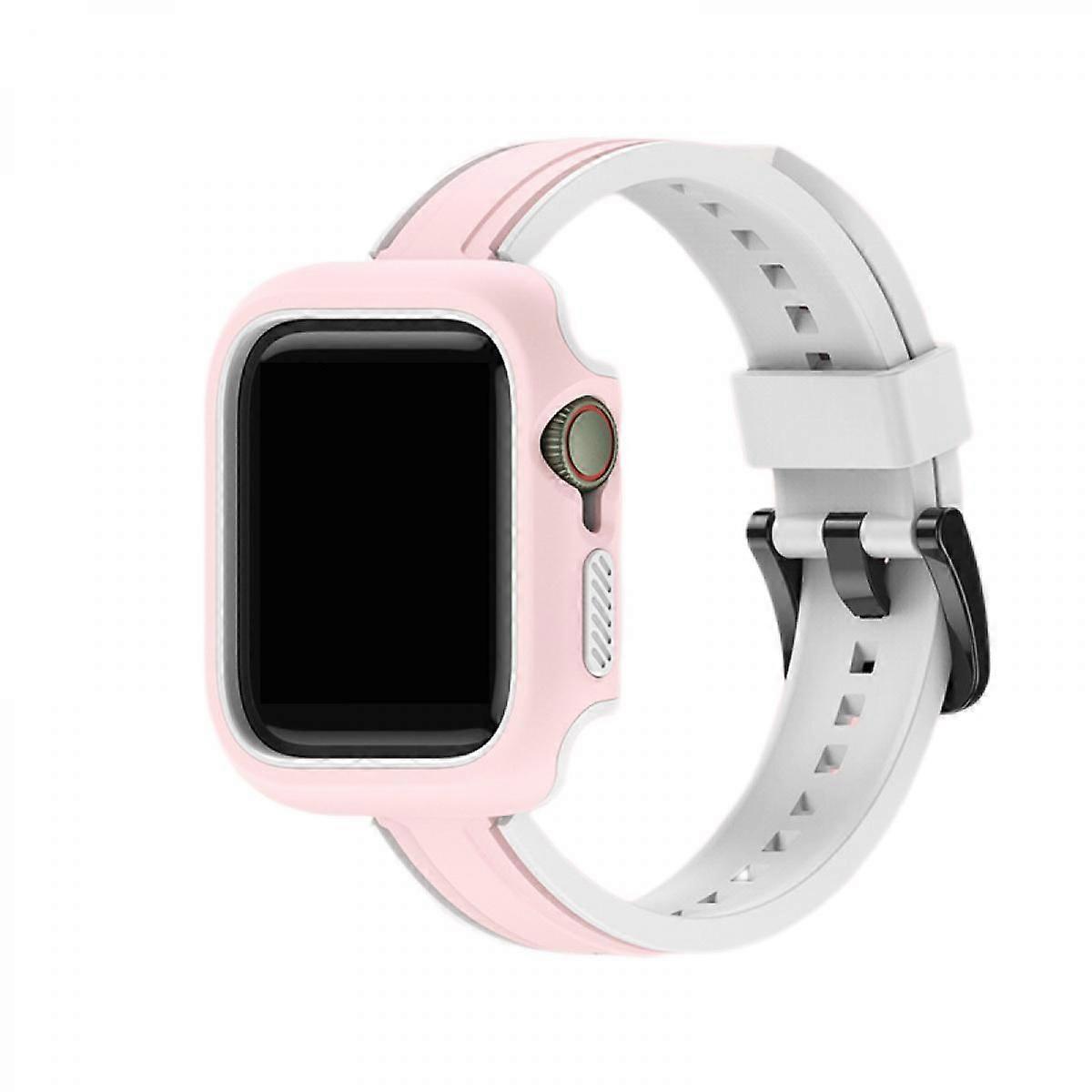 Case With Band For Apple Watch Series 8 7  45mm,TPU Silicone Soft Wristband with Shockproof Rugged Protective Bumper Cover