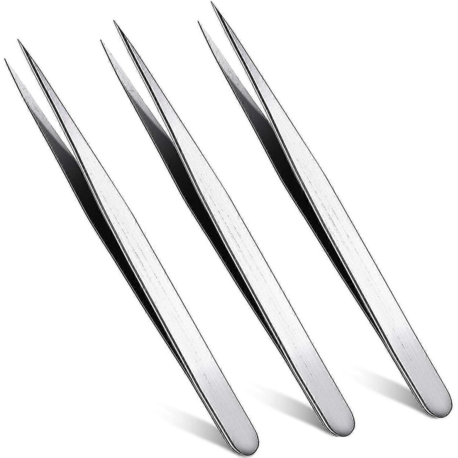 3 Pieces Straight Pointed Tip Tweezers Isolating Tweezers Eyelash