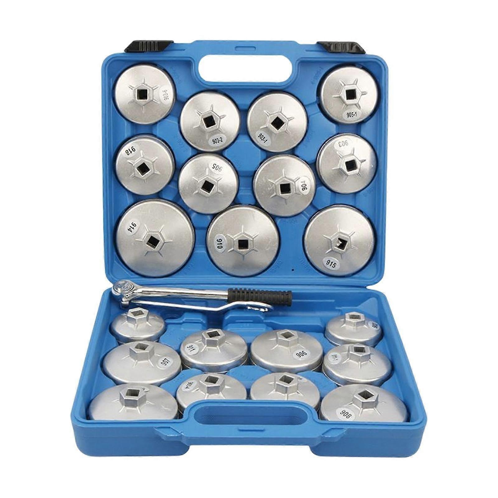 23Pcs Universal Oil Change Filter Wrench Cup Socket Set With A Storage Case Alloy 1/2 Inches Drive Removal Garage Tool Socket socket