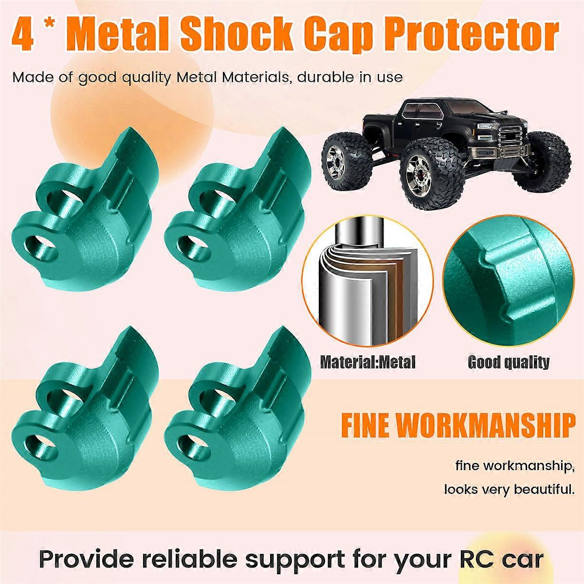 4pcs Metal Shock Cap Protector for RC Car, Green
