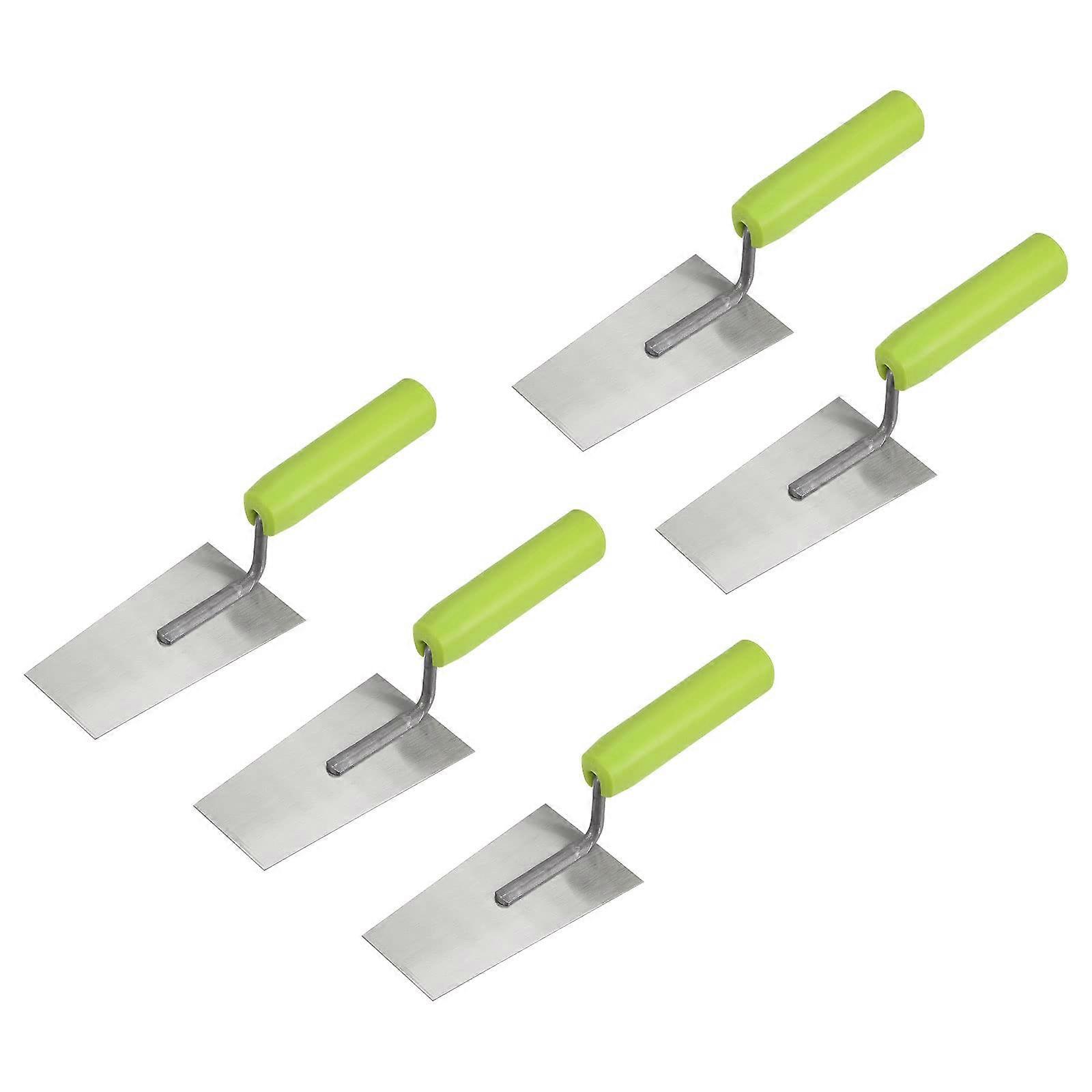 5pcs Flat Masonry Hand Trowel 5.1'x2.9' Drywall Concrete Finishing Building Tool Carbon Steel Panel with Rubber Handle