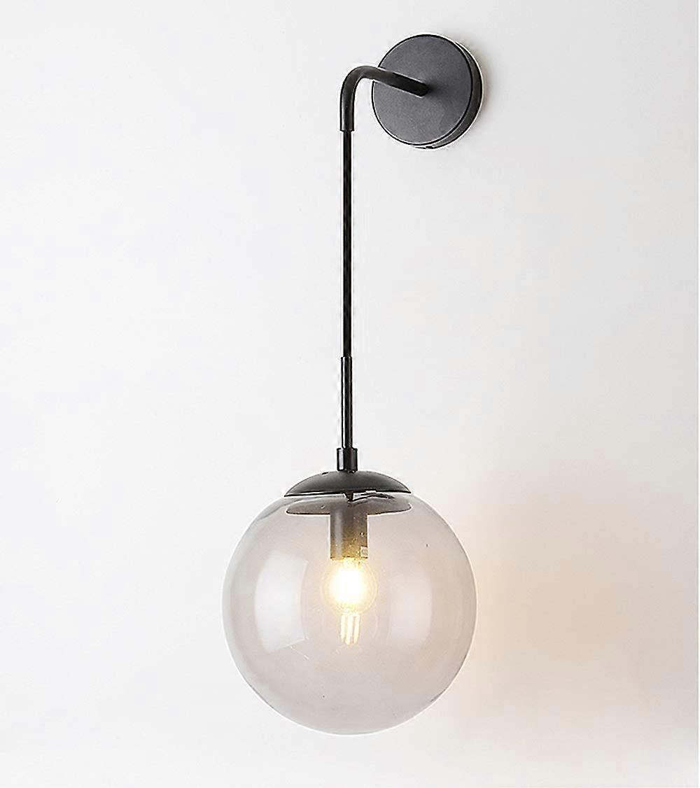 Modern Globe Wall Sconce Light Fixture, Clear Glass Mid-Century Bathroom Vanity Lighting, Adjustable Wall Mount Design