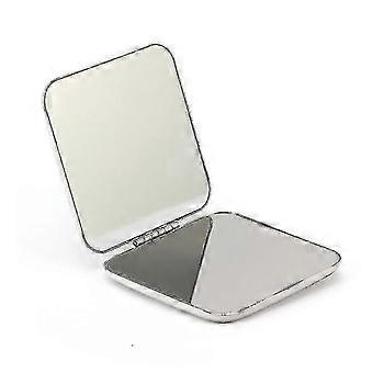 Makeup Mirror Dual Sided Portable Foldable 5.7x5.7cm (silver)