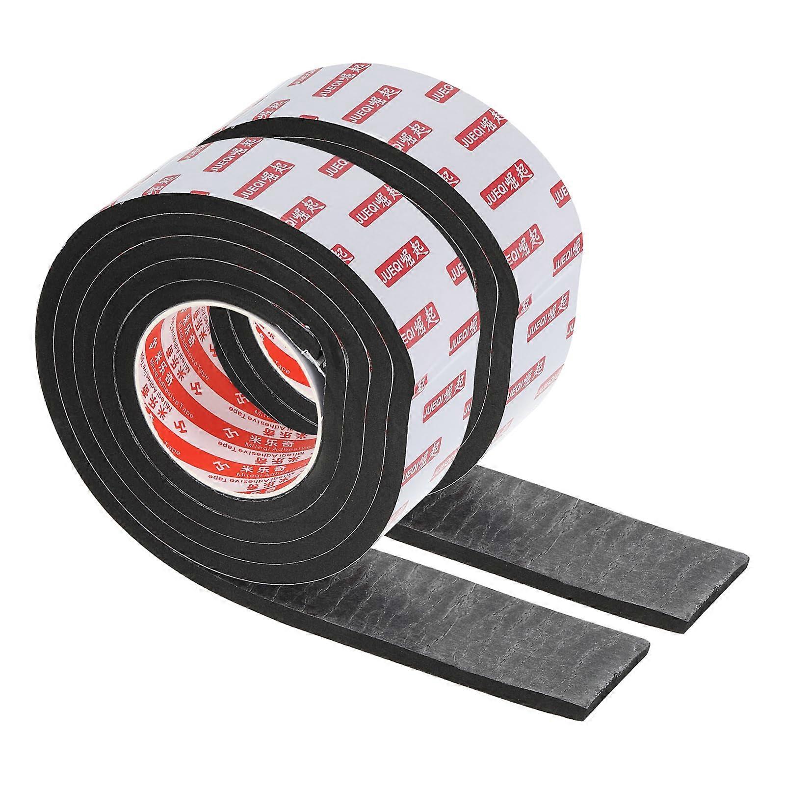 2" W x 3/8" T x 6.6Ft Double-Sided Foam Tape EVA Multipurpose Self-Adhesive Weather Stripping, 2 Rolls, Black, Card Scrapbooking DIY