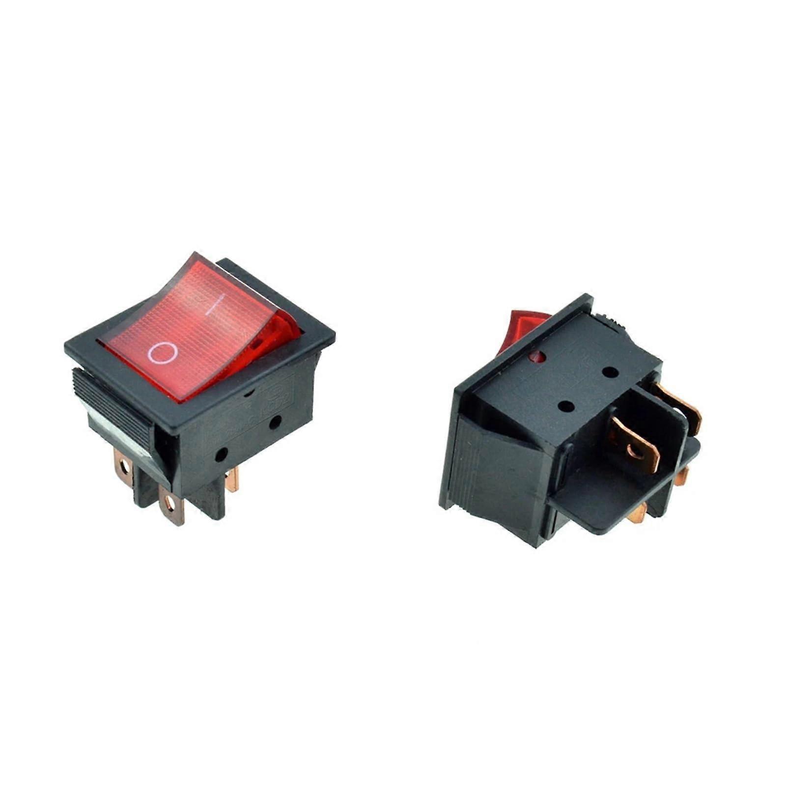 30A 250VAC Red Light High Current Welder Rocker Boat Switch DPST 4 P 2 Positions ON/Off 35x25mm Snapin Panel