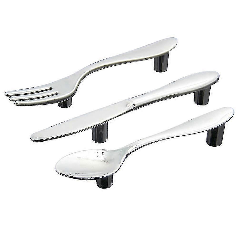 3 Pcs Silver Kitchen Cabinet Drawer Pull Handles Knobs (knife Fork Spoon)-Yvan
