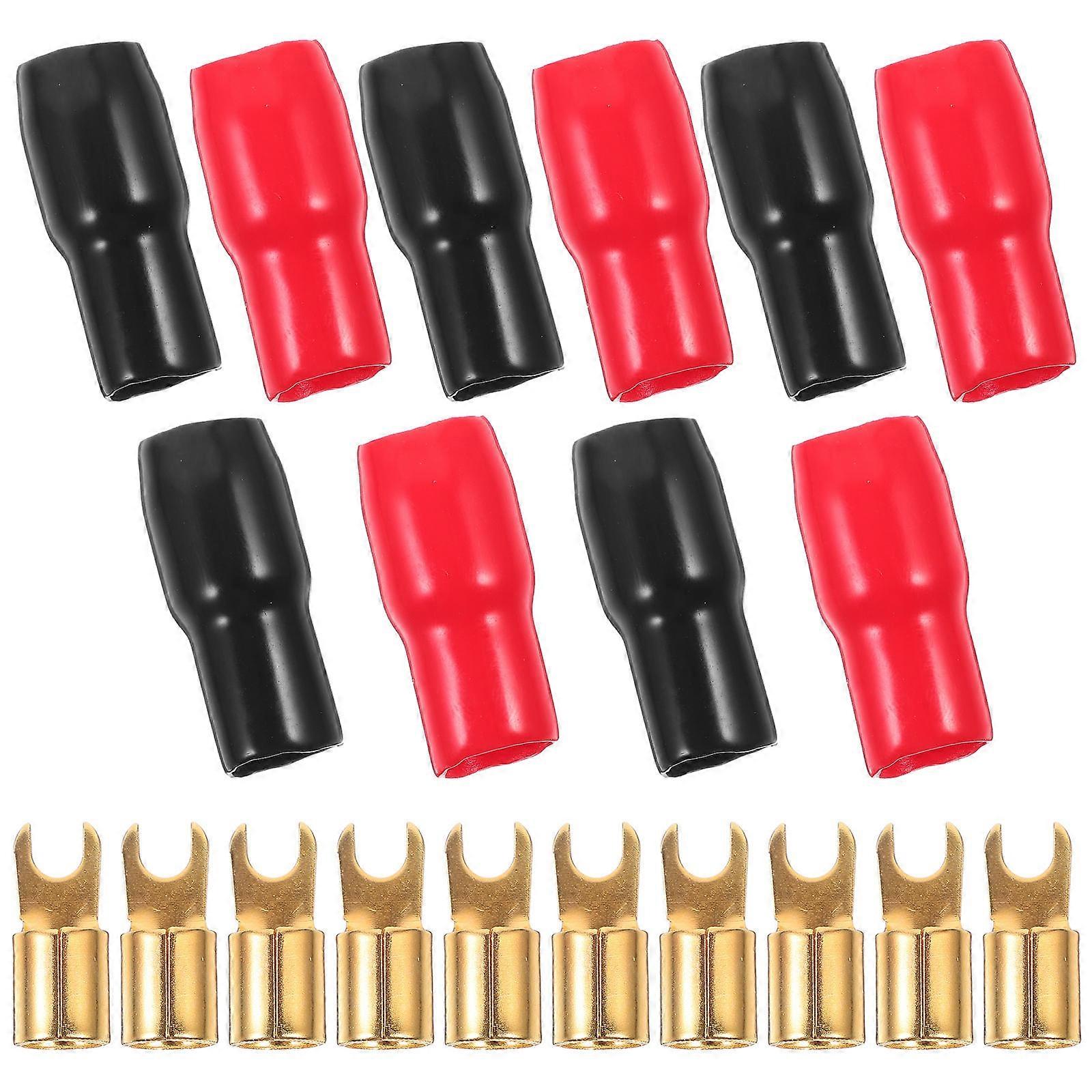 Crimp Forks, Heavy Duty Connectors for Speaker Systems, Gold Coated Copper