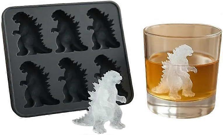 (Black)Ice Cube Molds, Dinosaur Ice Cube Molds, Freeze-Resistant Ice Cube Maker for Summer