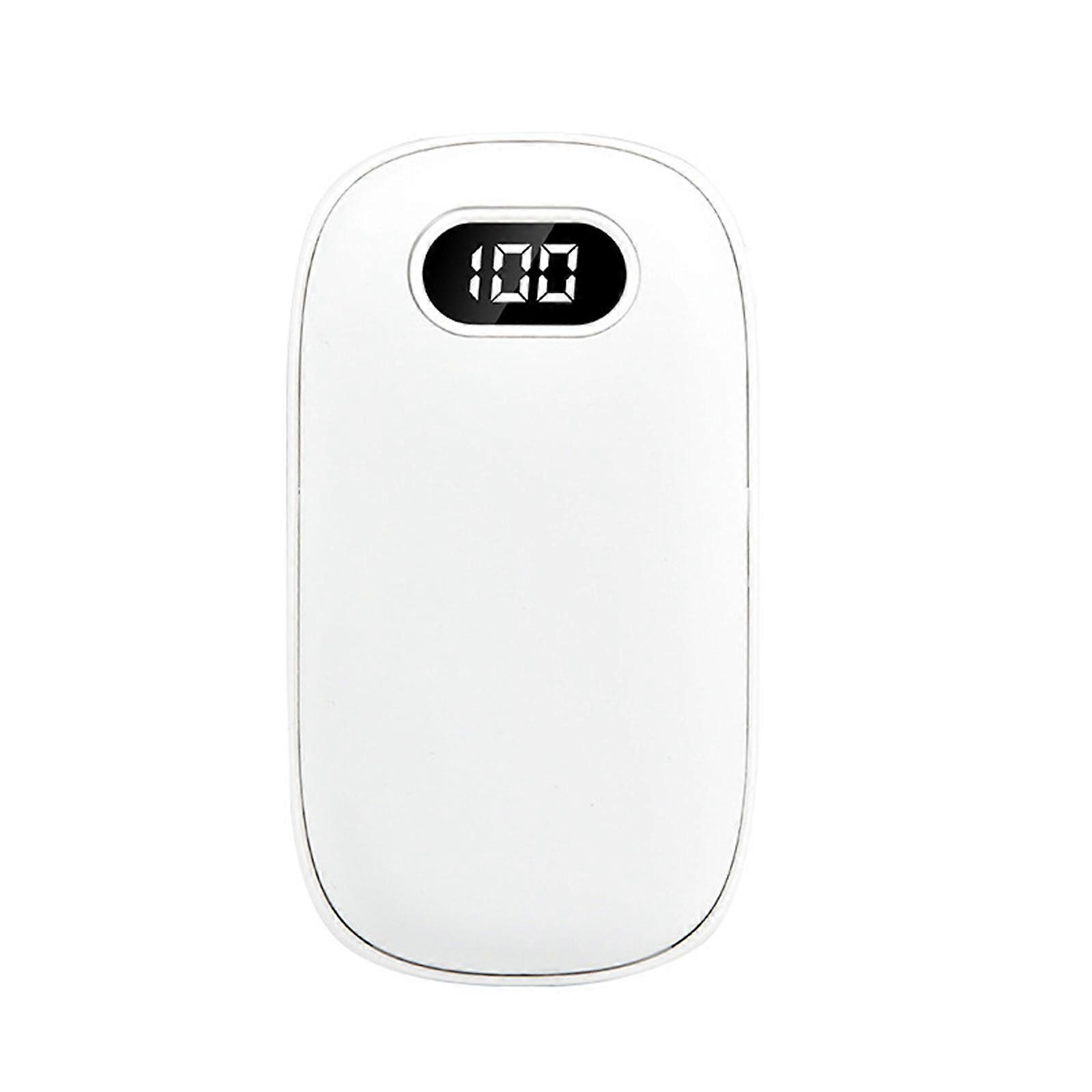 Rechargeable USB Hand Warmer with Temperature Display 6000mAh Pocket Heater 2Heating Modes Reliable Winter Companions White