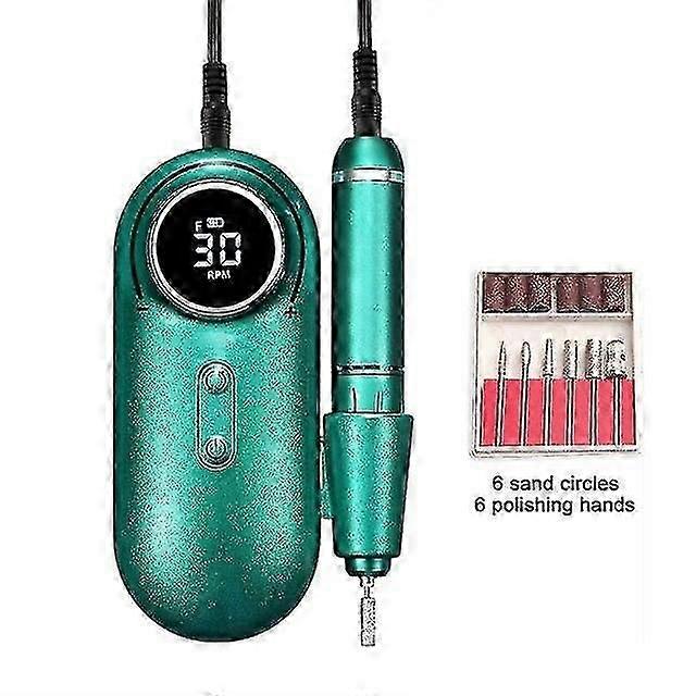 Rechargeable Nail Drill Machine 30000rpm File Accesorios Equipment|electric Manicure Drills(green)