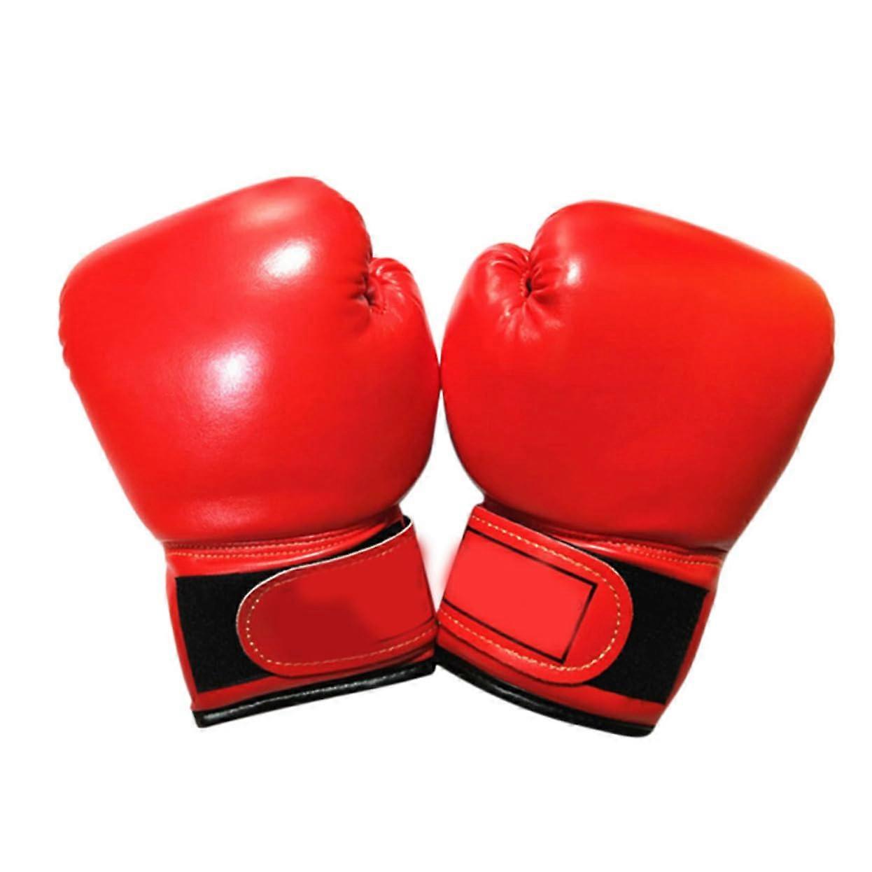 Boxing Gloves Pair Red PU With Sponge Foam Lining, Breathable, Shock-Absorbent for Kickboxing, Karate, Sparring