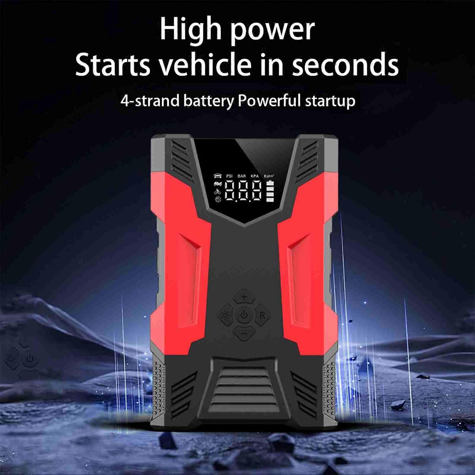 Portable Car Jump Starter High Power Wireless Air Pump Emergency Battery Pack 37000mWh Multifunctional Design with Clamps for Vehicle Us