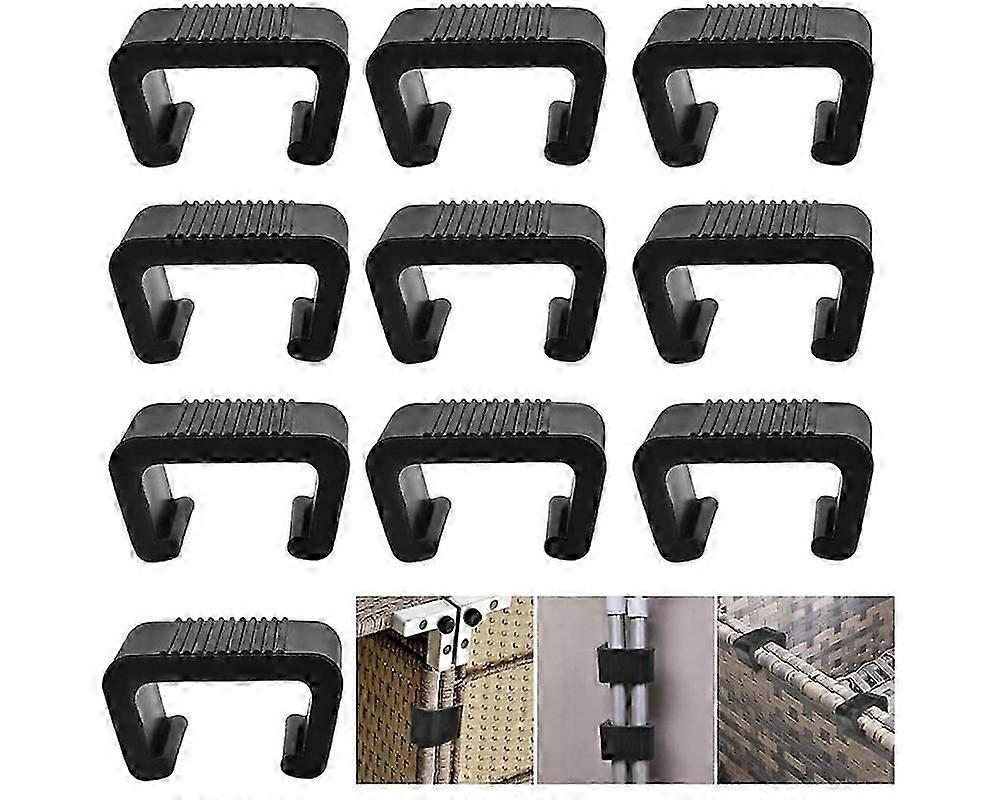 10ピースソファ籐椅子コネクタファスナークランプ屋外籐家具クリップ(ブラック)