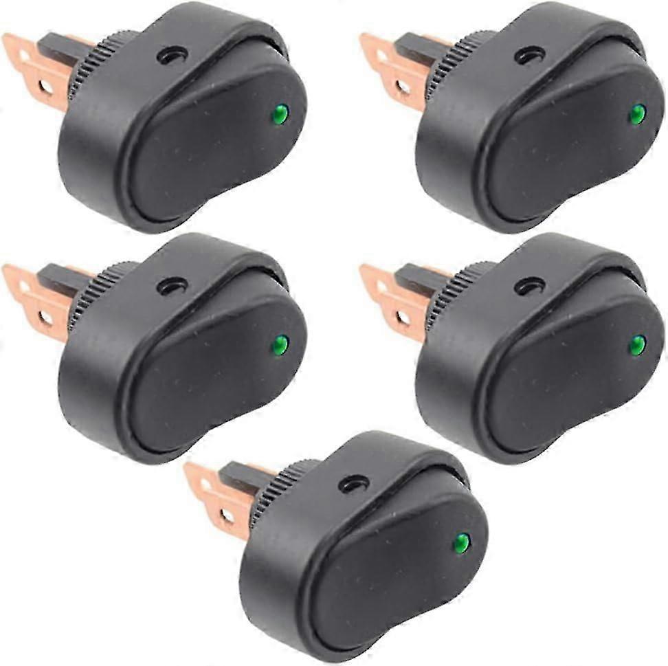 5 قطع 12 فولت 30 أمبير SPST 3 دبوس تشغيل / إيقاف مفتاح الروك LED مقاوم للماء لقارب السيارة البحرية الأخضر LED