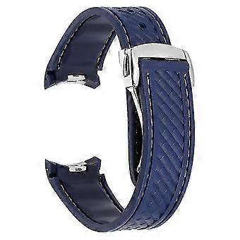 Correa de TPU de 20 mm para correa deportiva de caucho OMEGA Seamaster 150 con cierre desplegable - hebilla azul y plateada