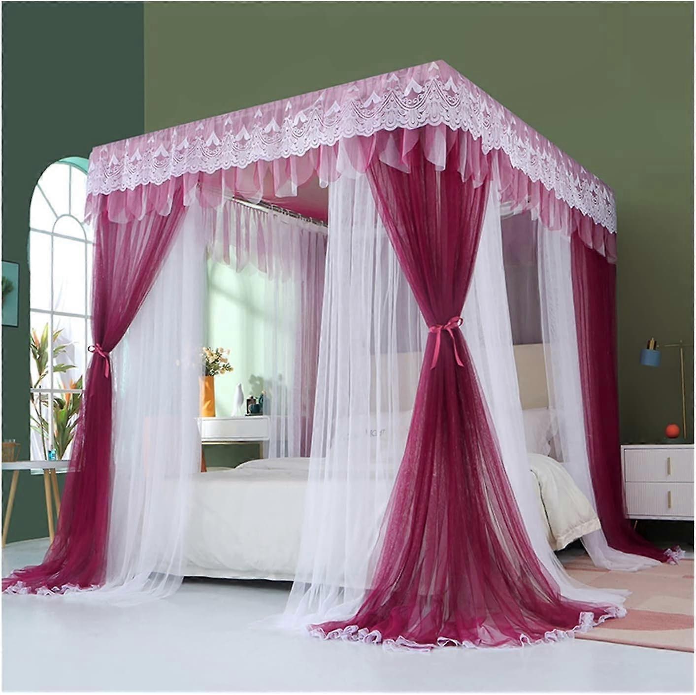 Bed canopy, luxurious for double bed, mosquito net with double rod support (style 7, 1.8x2x2.1m)