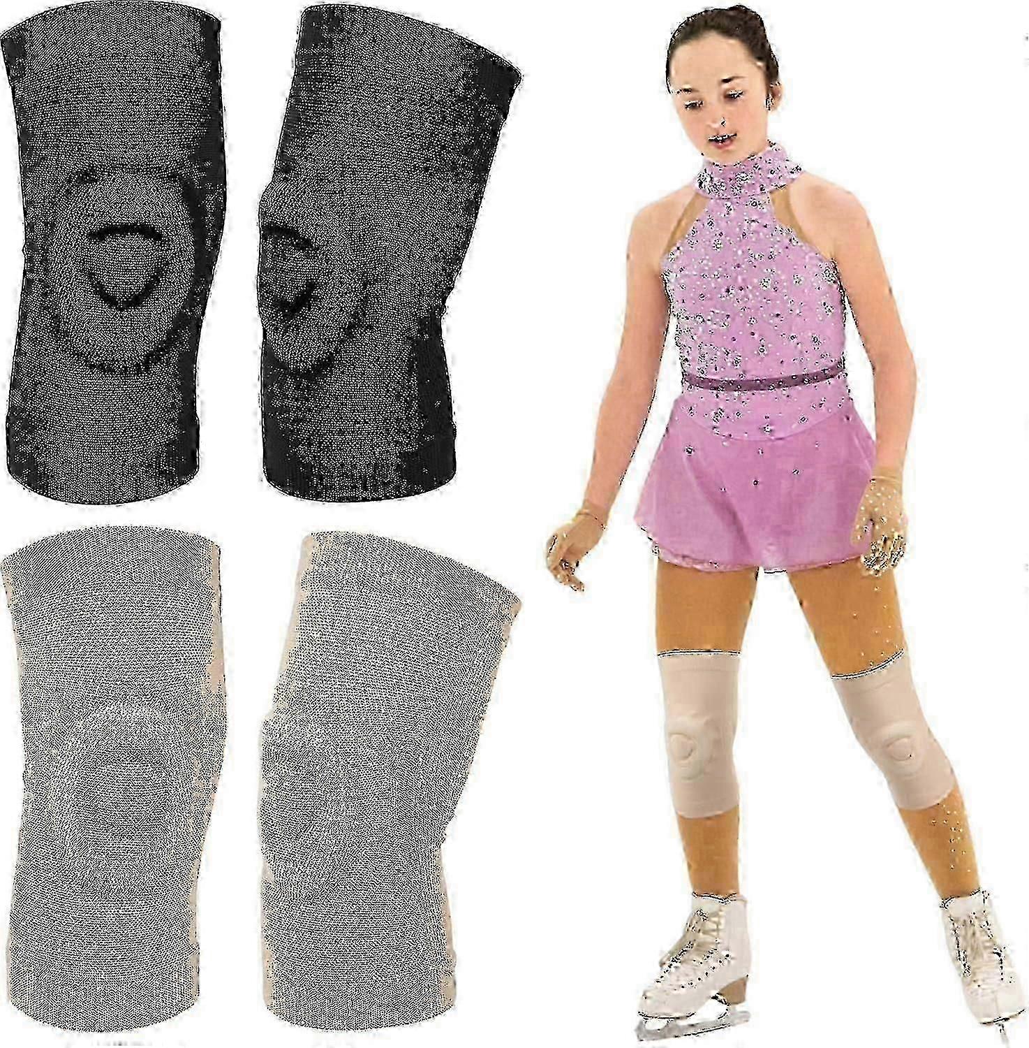 2 Pair Dance Knee Pads Figure Skating Gel Knee Pads Cushion And Support Knee Cap Breathable Knee Support For Dancing Ice Skating Gymnastic Volleyball