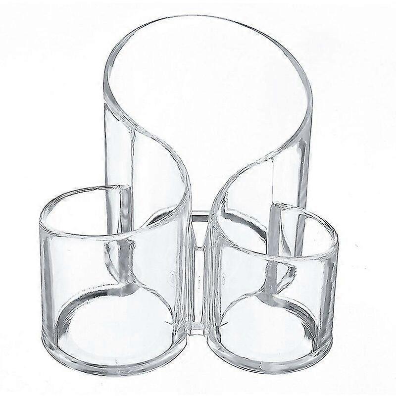 Transparent Makeup Brush Holder Storage Box, 3 Compartment Big Wave Acrylic Multifunctional Makeup Brush Storage Solution