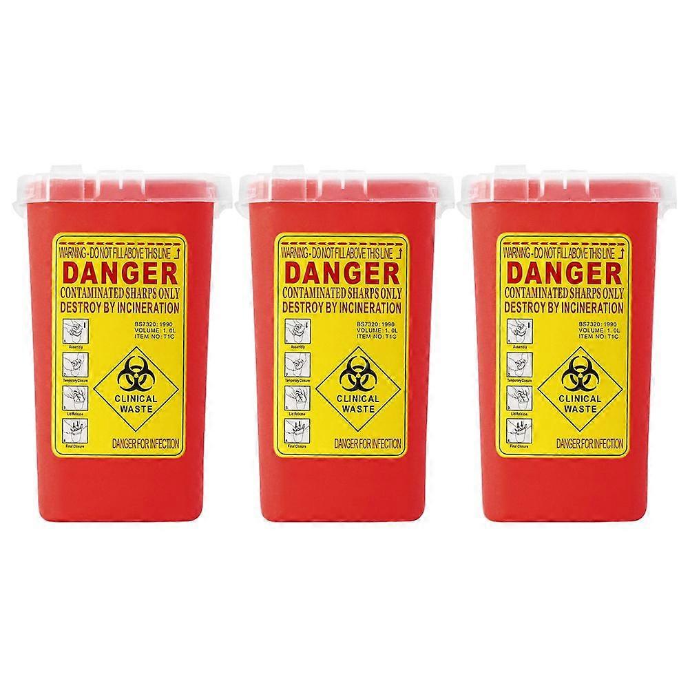 3pcs Sharps Container Disposal Sharps Container With Flip Open Lid Waste Bin For Needles Razor Blades For Home Use