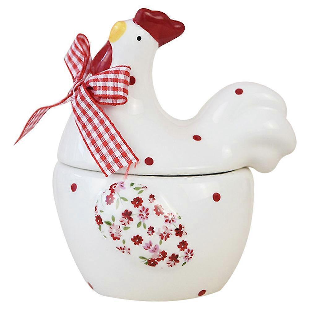Porcelain Chicken Jar Condiment Pot For Family And Friends Rustic Style Condiment Storage 1Set