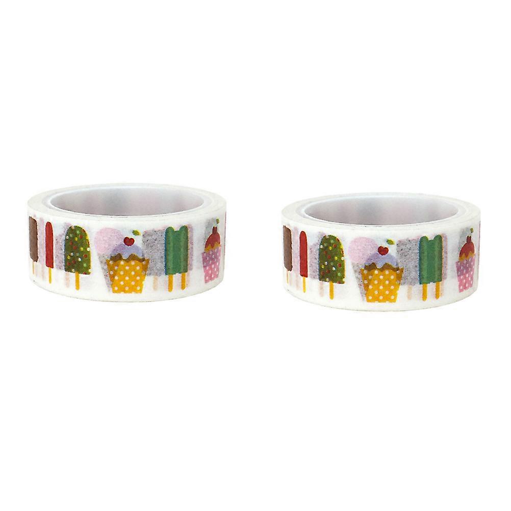 Decorative Tape For Crafts Cartoon Paper Tapes Ice Cream Pattern Diy Craft Tape Multi X 1 5 X 1 5 Cm 6Pcs