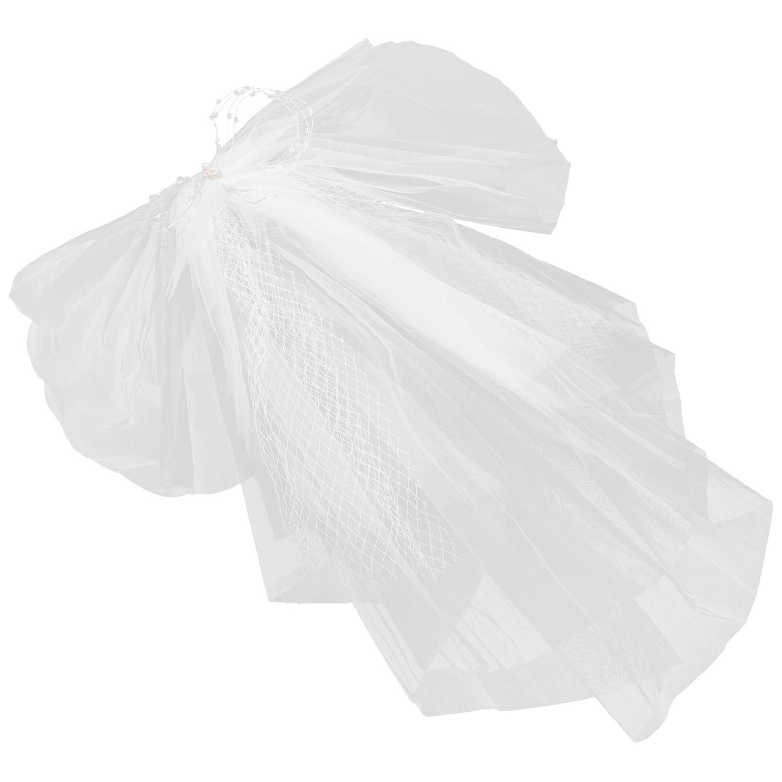 Elegant Short Bridal Veil with Rhinestone Decor – Lightweight Mesh Wedding Accessory for Brides and Bachelorette Party Guests