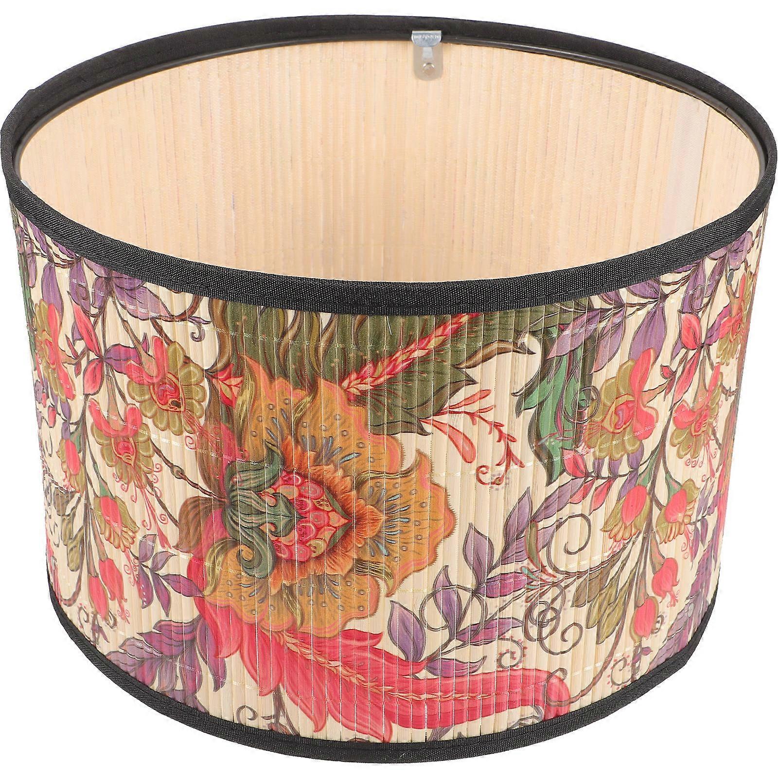 Elegant Bamboo Lampshade Replacement with Flower Pattern, Barrel Design for Table Lamps, Softens Light for Bedroom or Dining Room Use