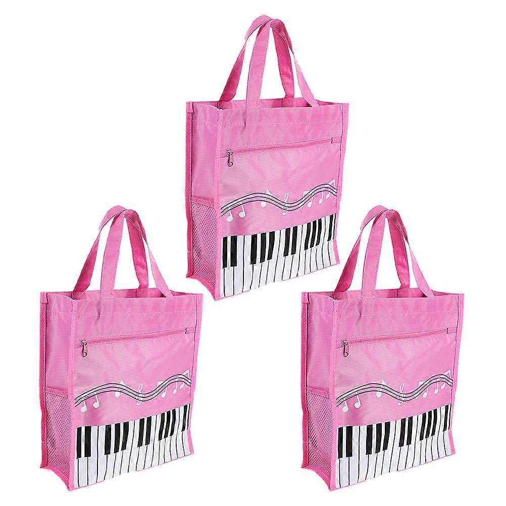 Piano Key Handbag Reusable Grocery Tote Music Theme For Music Teachers Girls Pink 33.00X28.00X12.00cm Reusable 3Pcs