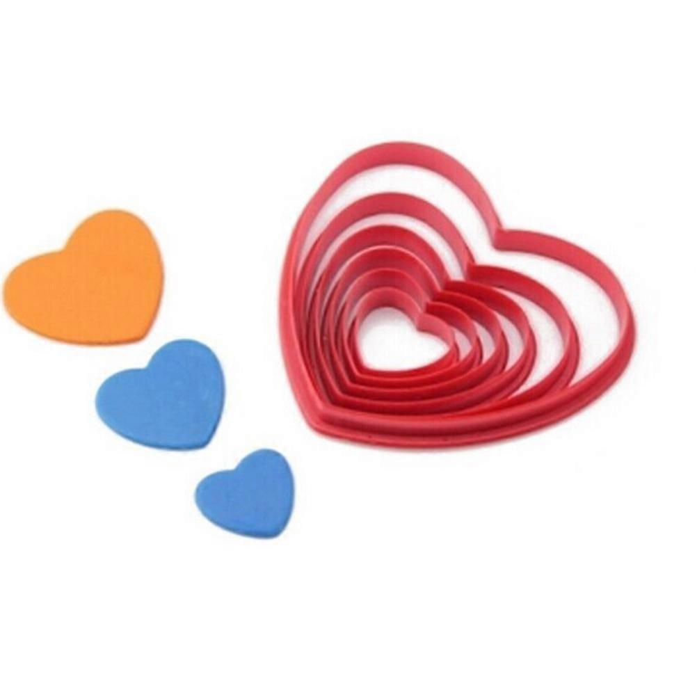 Fondant Decorating Tools Heart Shape Cookie Cutters Baking Tools Red Plastic 6Pcs