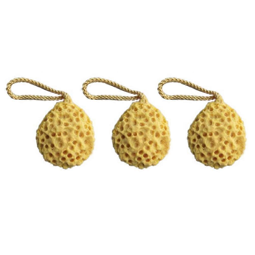 Cleansing Bath Sponge Honeycomb Shaped Soft Bath Sponge For Babies Ginger Yellow 3Pcs