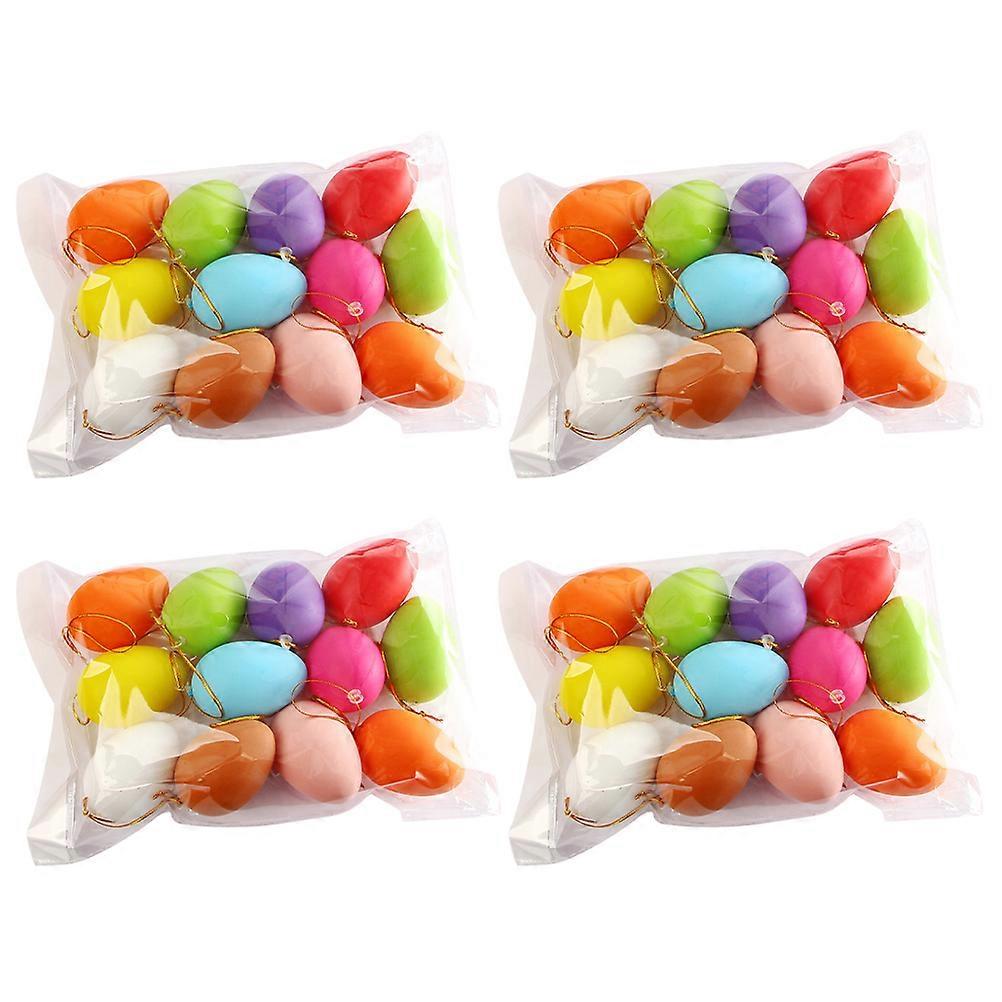 Easter Holiday Decor Plastic Eggs Assorted Color 5.6X3.8X3.8cm DIY Graffiti Imitation Eggs 48Pcs
