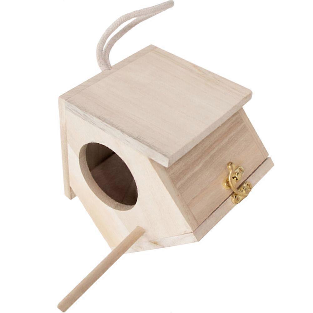 Bird Breeding Nest Wooden Parrot House Garden Feeder for Small Birds Weather Resistant 1Set