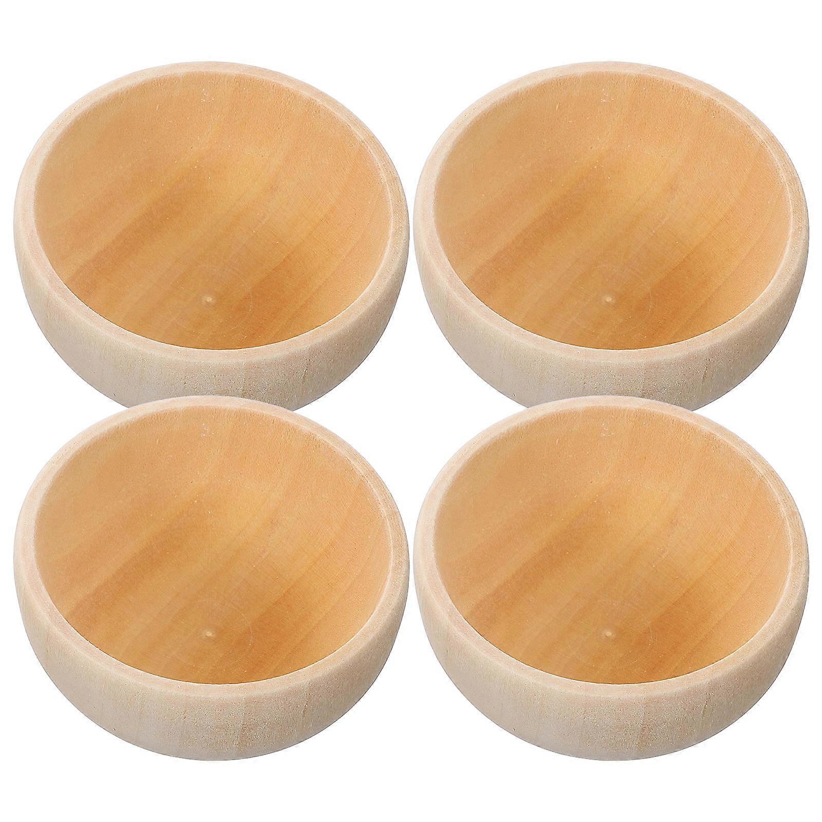 Unfinished Wood Playthings Wood Bowl Toy Set Children Daily Life Use 4Pcs