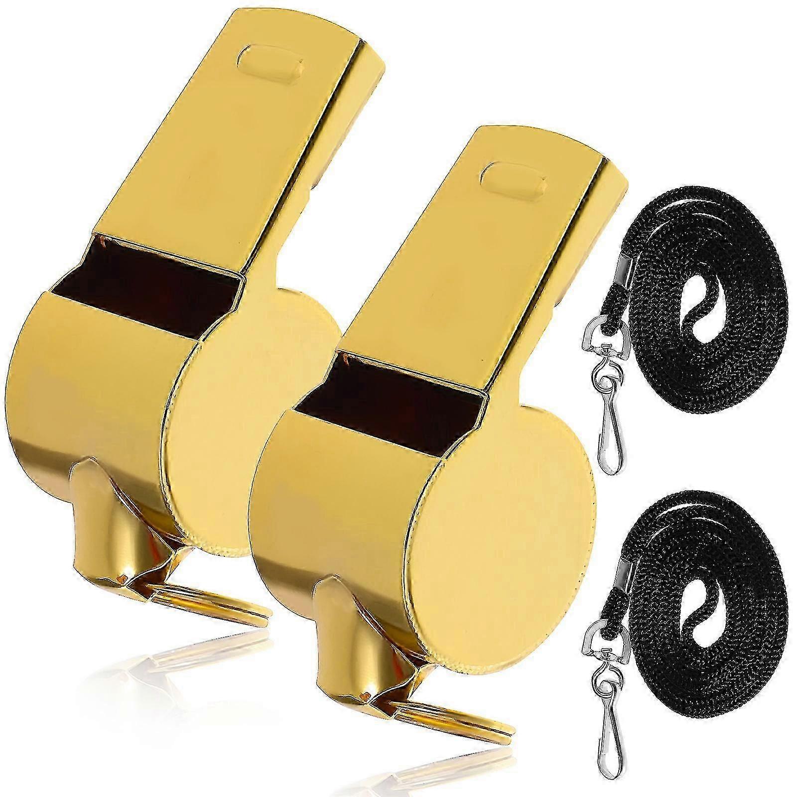 2pcs sifflet avec longe en acier inoxydable sifflet d’encouragement sifflet suspendu-ss