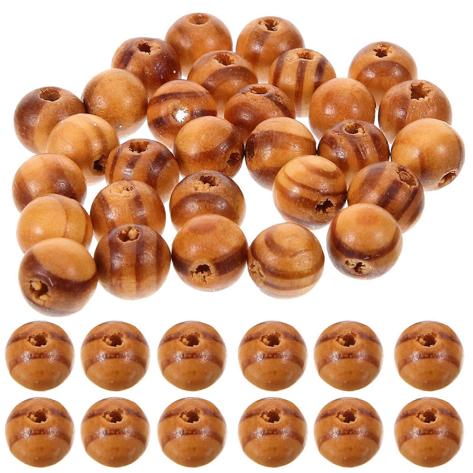 Wood Craft Beads With Holes Spacer Beads For Diy Round Bead Craft For Kids 100Pcs