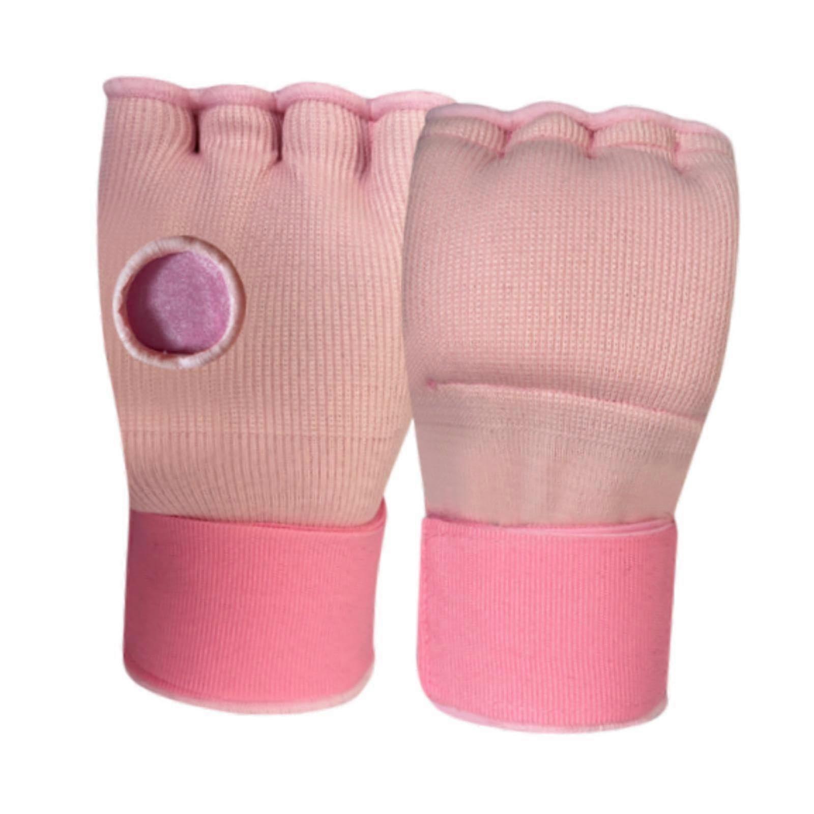 Boxing Hand Wraps, Inner Gloves, Quick Wrist Straps for Adults, Adjustable Soft Half Finger Gloves for Exercise, MMA, Kickboxing pink
